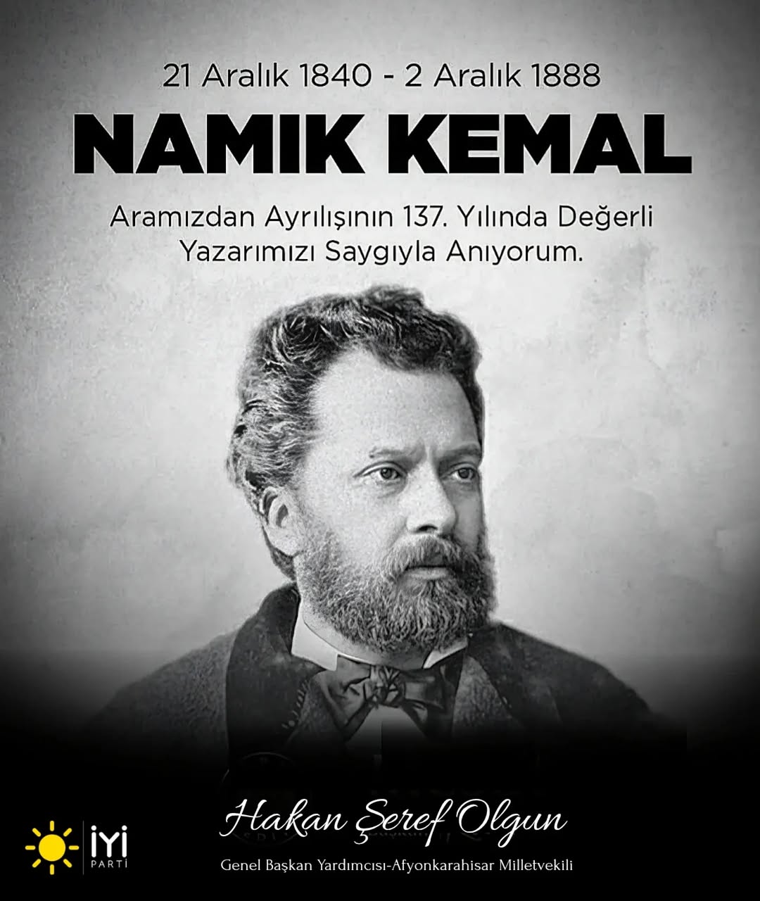 Namık Kemal'i Vefatının Yıl Dönümünde Saygıyla Anıyoruz