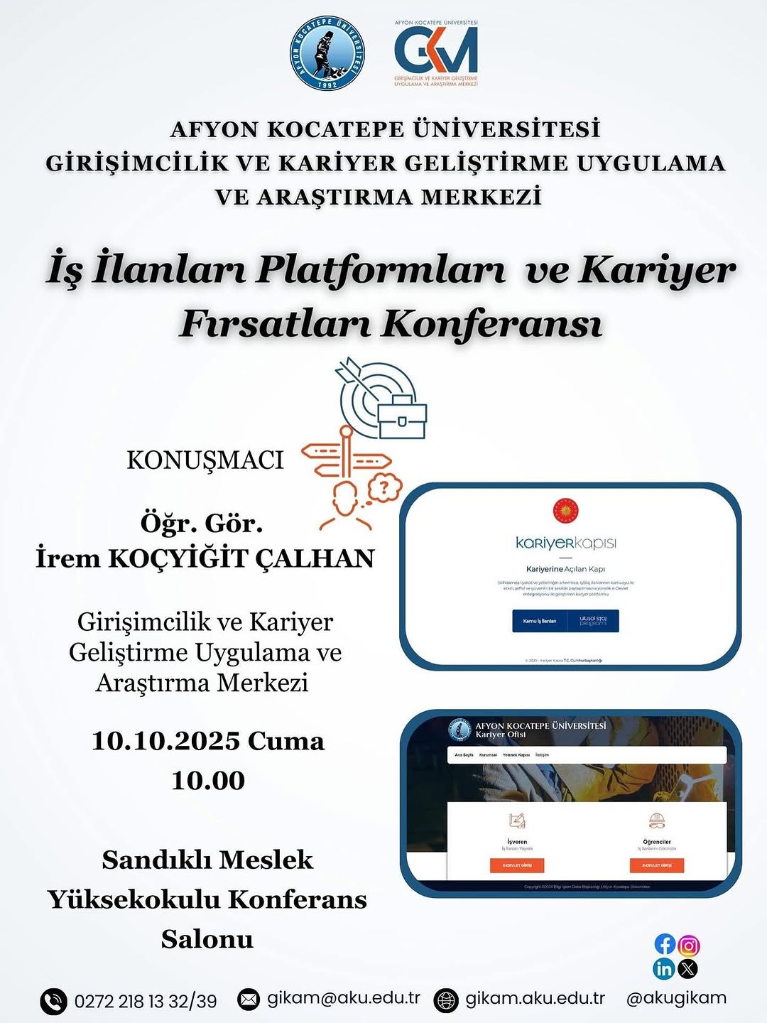 Afyon Kocatepe Üniversitesi'nden Kariyer Fırsatları Konferansı Duyurusu