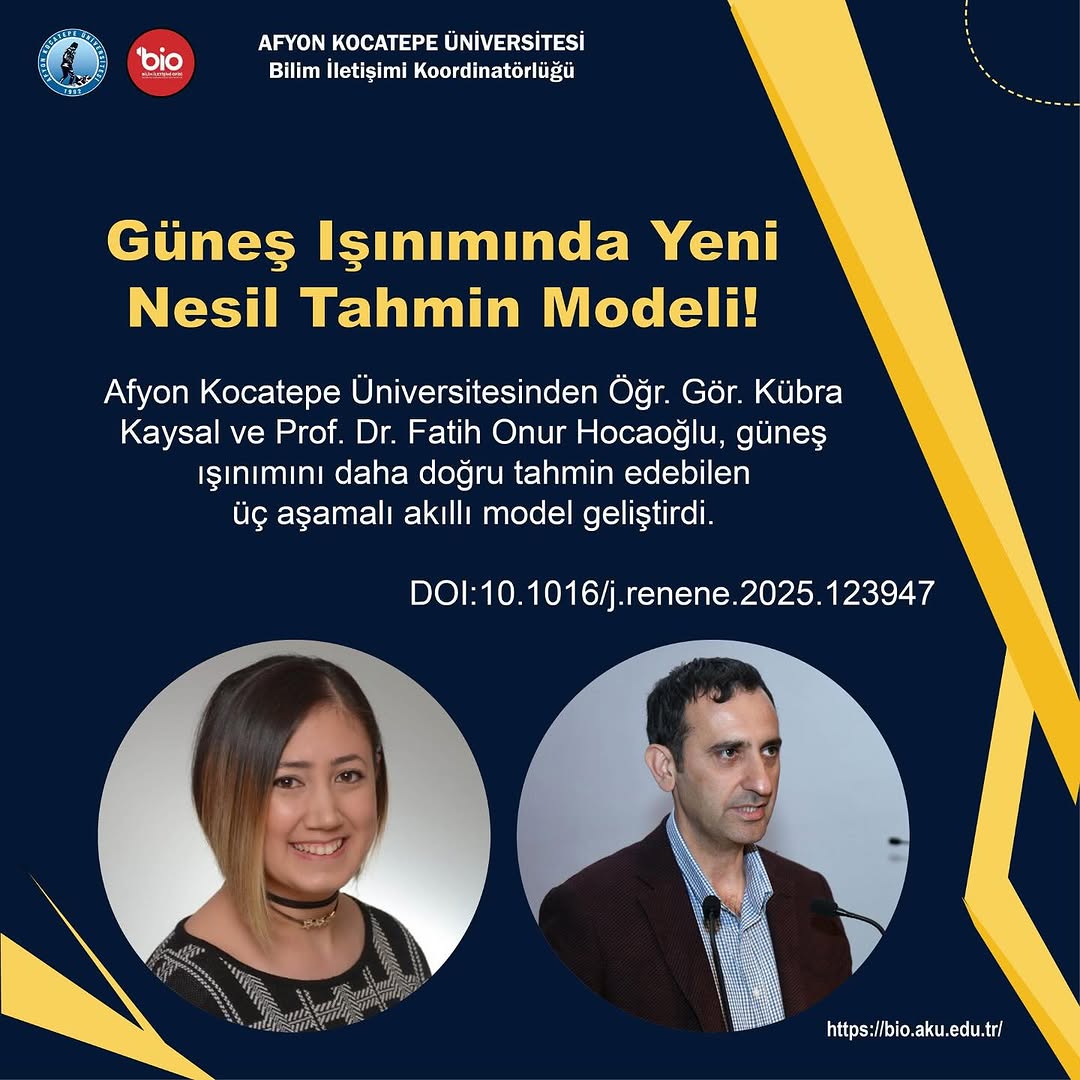 Afyon Kocatepe Üniversitesi'nden Güneş Işınımında Yeni Nesil Tahmin Modeli!