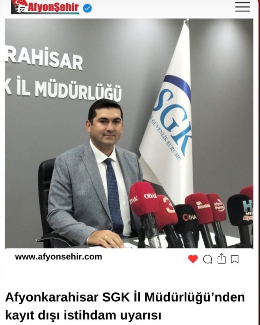 Afyonkarahisar SGK İl Müdürlüğünden Kayıt Dışı İstihdam Uyarısı