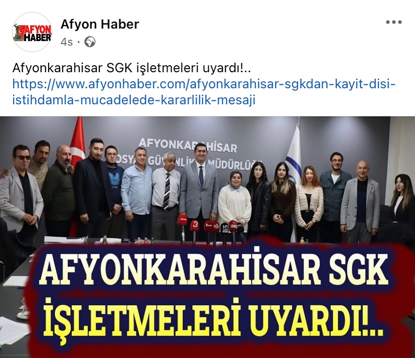 Afyonkarahisar SGK'dan Kayıt Dışı İstihdamla İlgili Kararlılık Mesajı