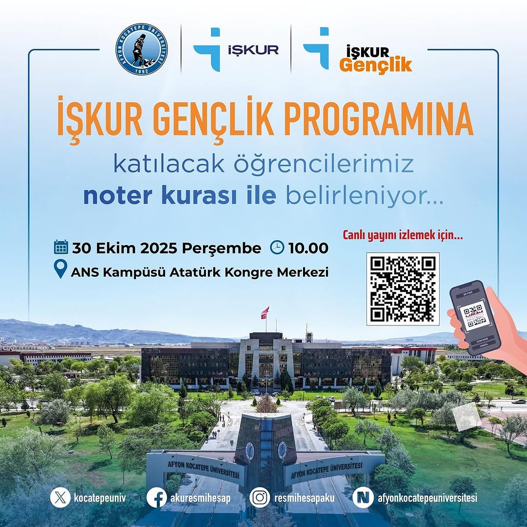 Afyon Kocatepe Üniversitesi İŞKUR Gençlik Programı Katılımcılarını Noter Kurasıyla Belirliyor