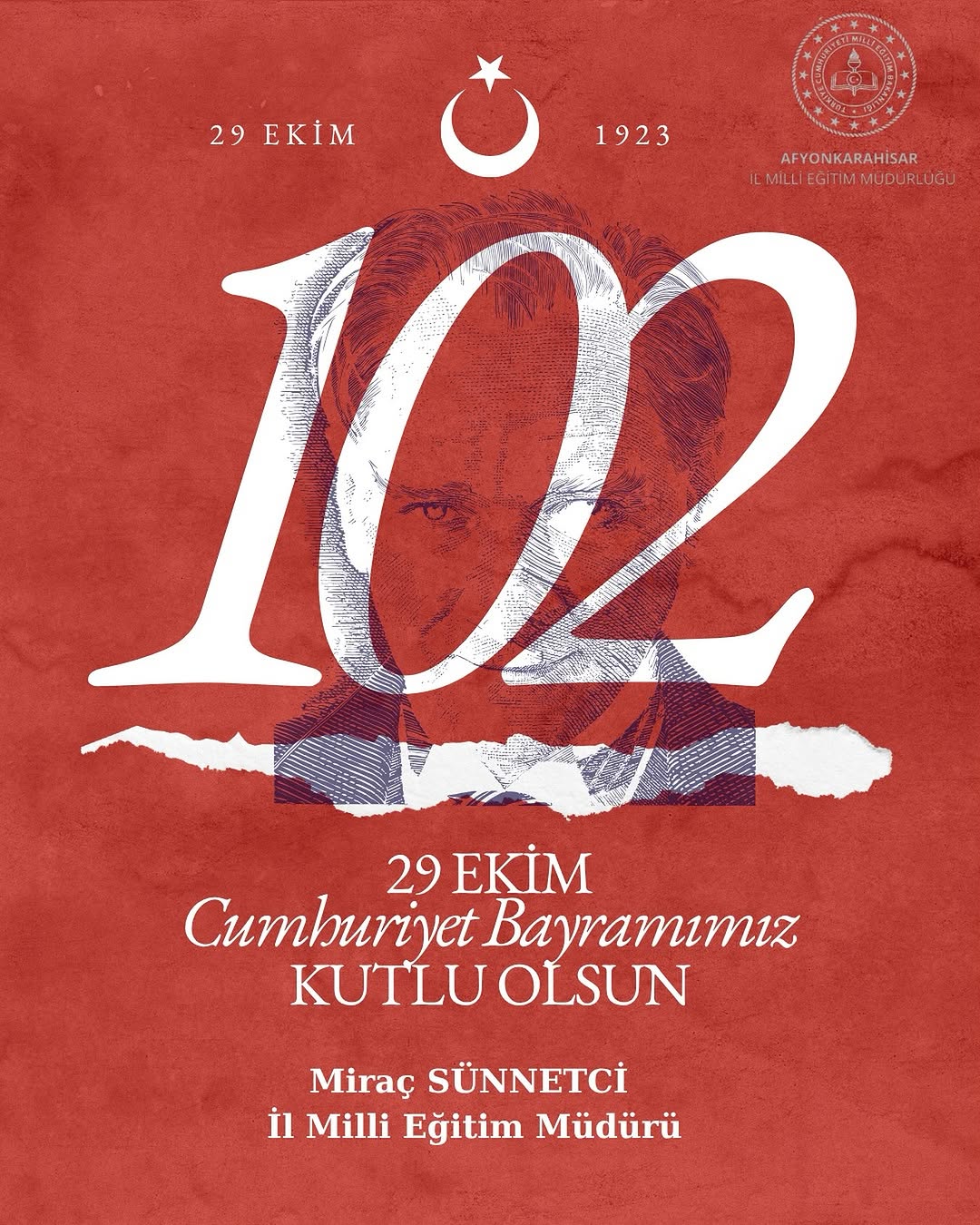 Afyonkarahisar İl Milli Eğitim Müdürlüğü 29 Ekim Cumhuriyet Bayramı Mesajı
