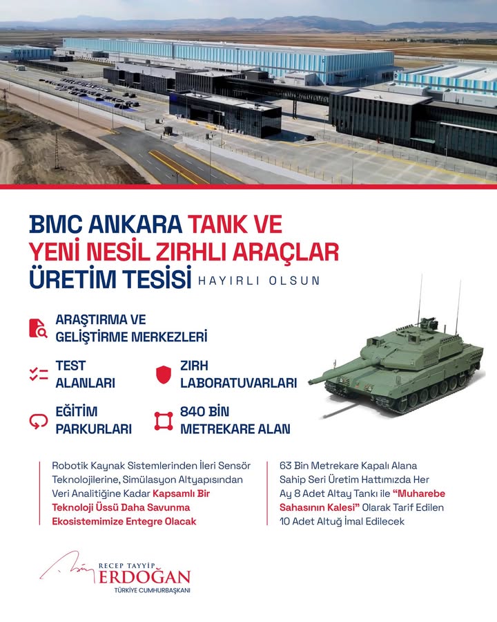 BMC Ankara Tank ve Yeni Nesil Zırhlı Araçlar Üretim Tesisinde Seri Üretim Başlıyor