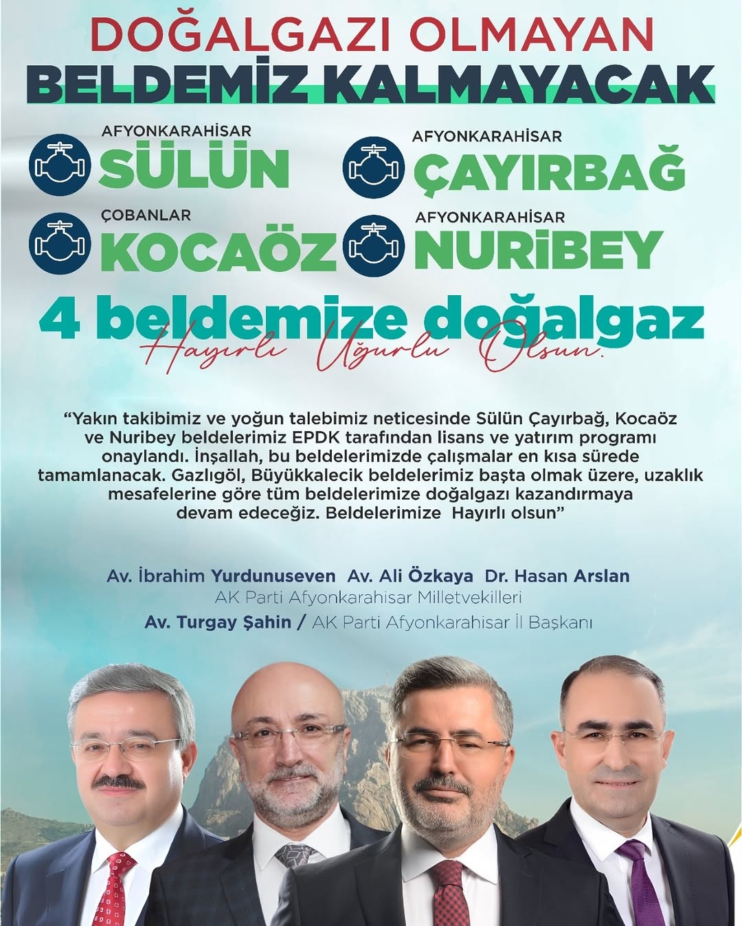Afyonkarahisar AK Parti Milletvekili Dr. Hasan Arslan'dan Doğalgaz Müjdesi
