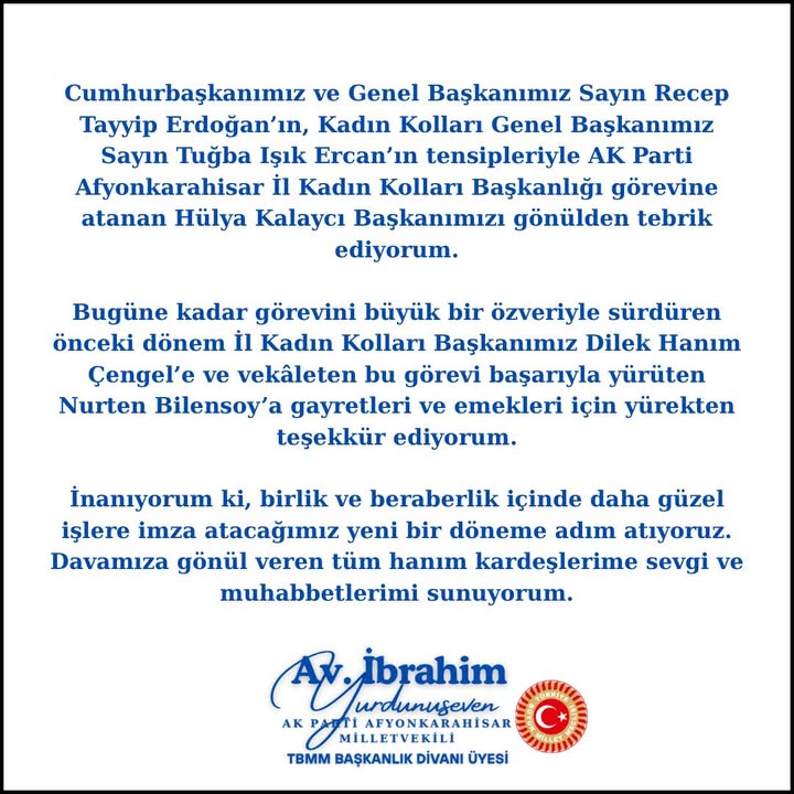 Recep Tayyip Erdoğan'dan Hülya Kalaycı'ya Tebrik