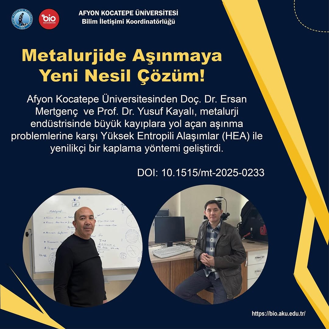 Afyon Kocatepe Üniversitesinden Metalurjide Aşınmaya Yeni Nesil Çözüm!