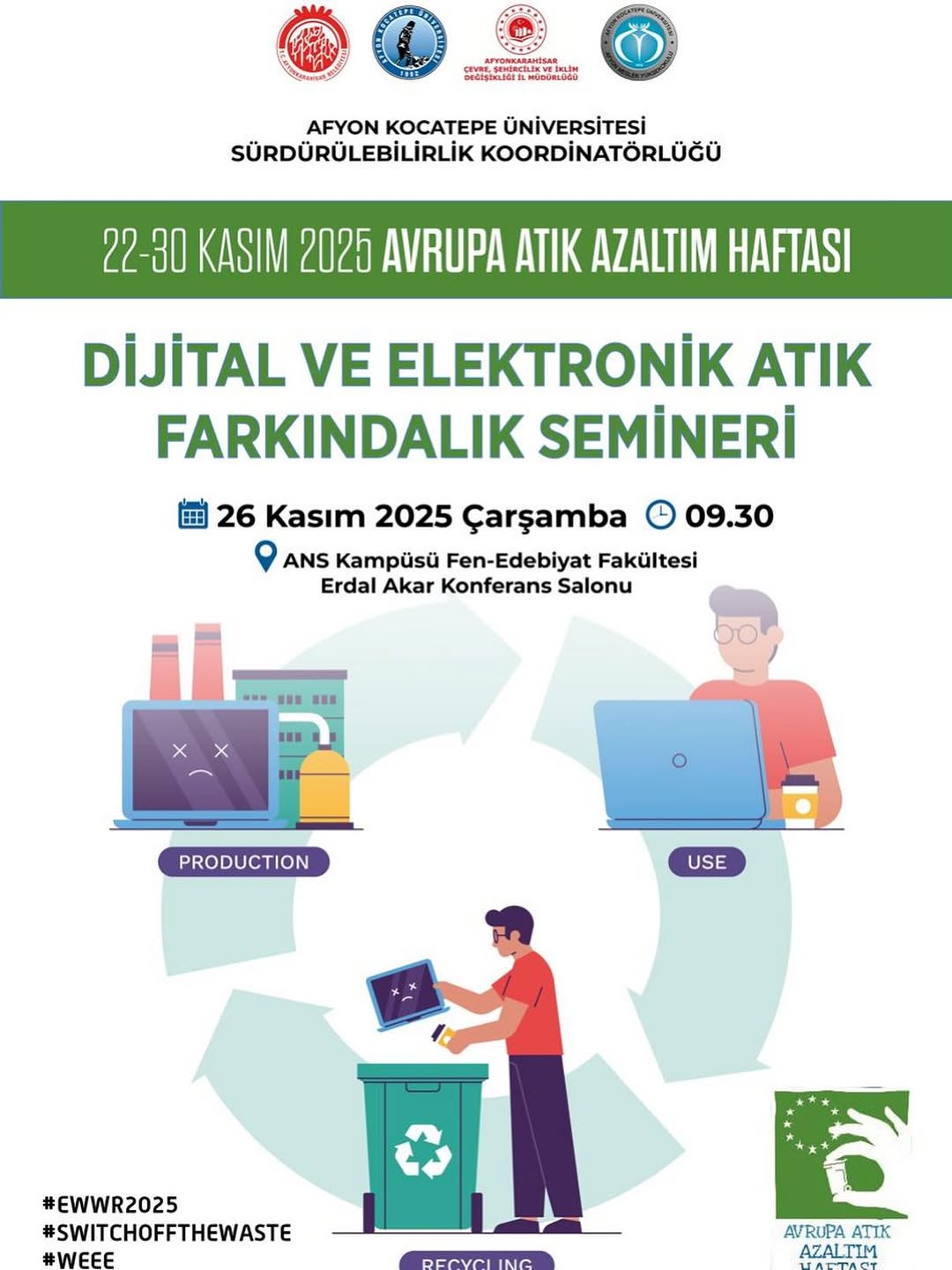 Afyon Kocatepe Üniversitesi'nde Dijital ve Elektronik Atık Farkındalık Semineri