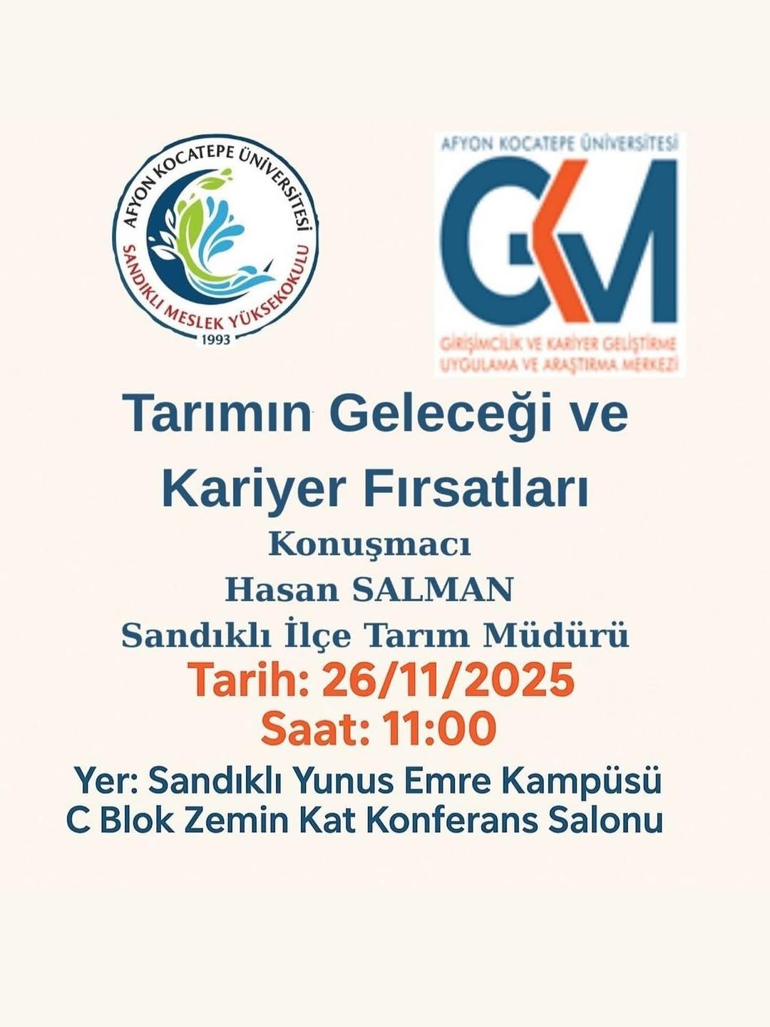Afyon Kocatepe Üniversitesi'nden Tarımın Geleceği ve Kariyer Fırsatları Konferansı
