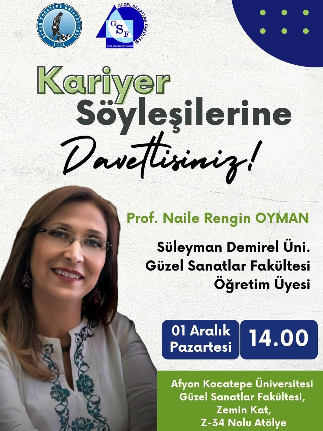 Afyon Kocatepe Üniversitesi'nde Geleneksel Türk Sanatları Bölümü Kariyer Söyleşisi