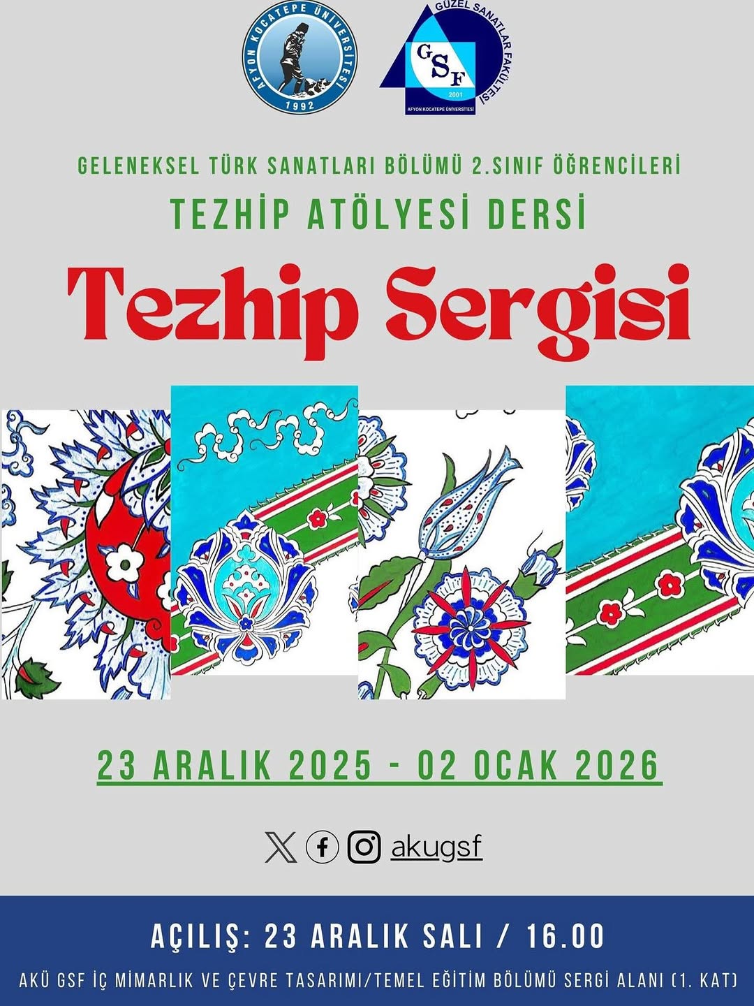 Afyon Kocatepe Üniversitesi Tezhip Sergisi Bugün