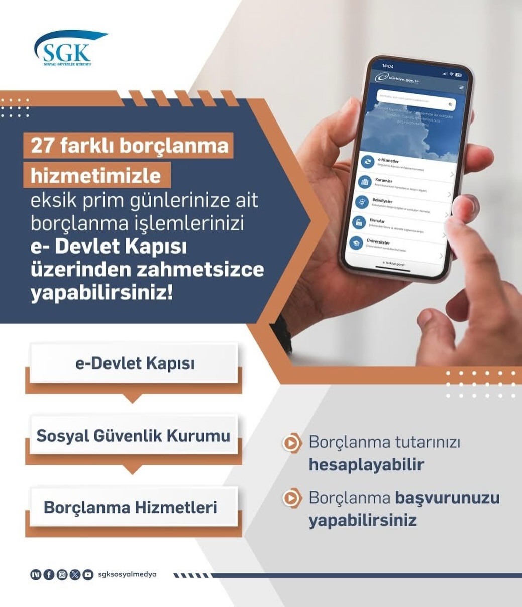 e-Devlet Kapısı'nda Eksik Prim Günlerine İlişkin Borçlanma Hizmetleri
