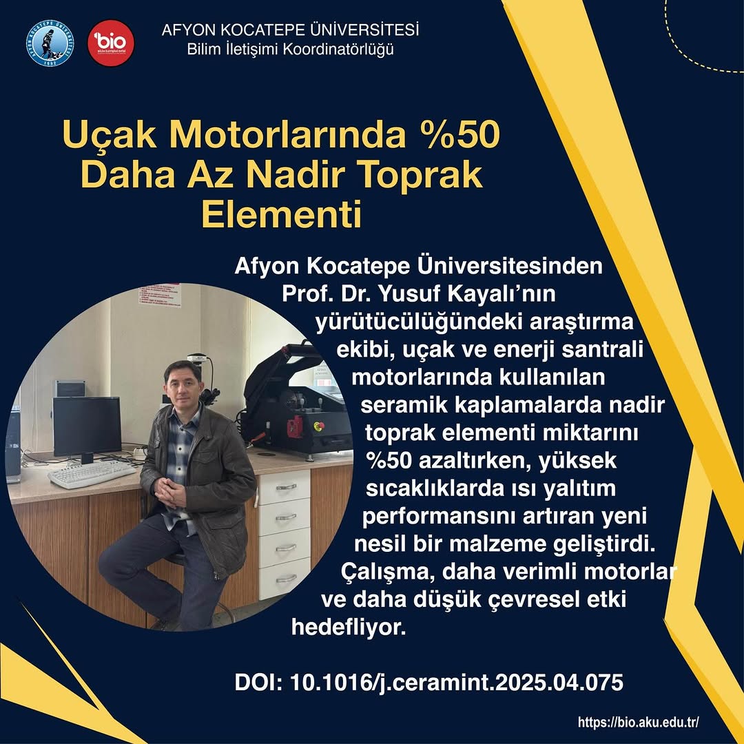 Afyon Kocatepe Üniversitesi'nden Uçak Motorlarında %50 Daha Az Nadir Toprak Elementi İçeren Yeni Malzeme Geliştirildi