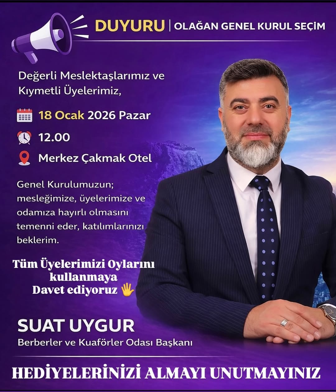 TÜM ÜYELERİMİZİ OYLARINI KULLANMAYA DAVET EDİYORUZ ????️