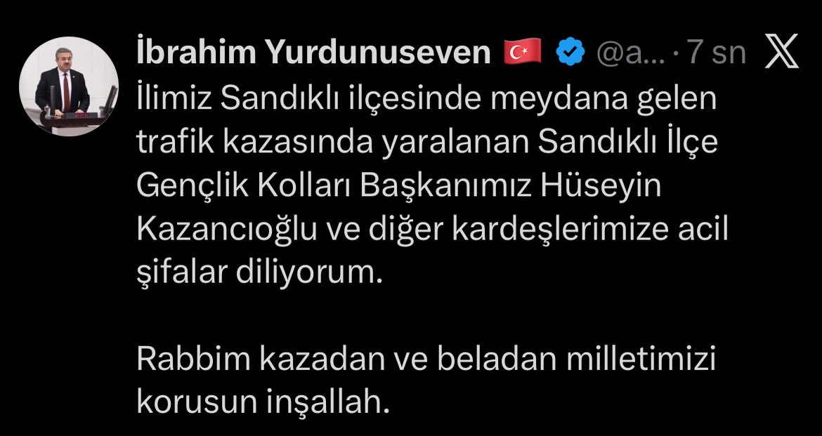 Sandıklı Gençlik Kolları Başkanı Hüseyin Kazancıoğlu'nun Yaralandığı Trafik Kazası
