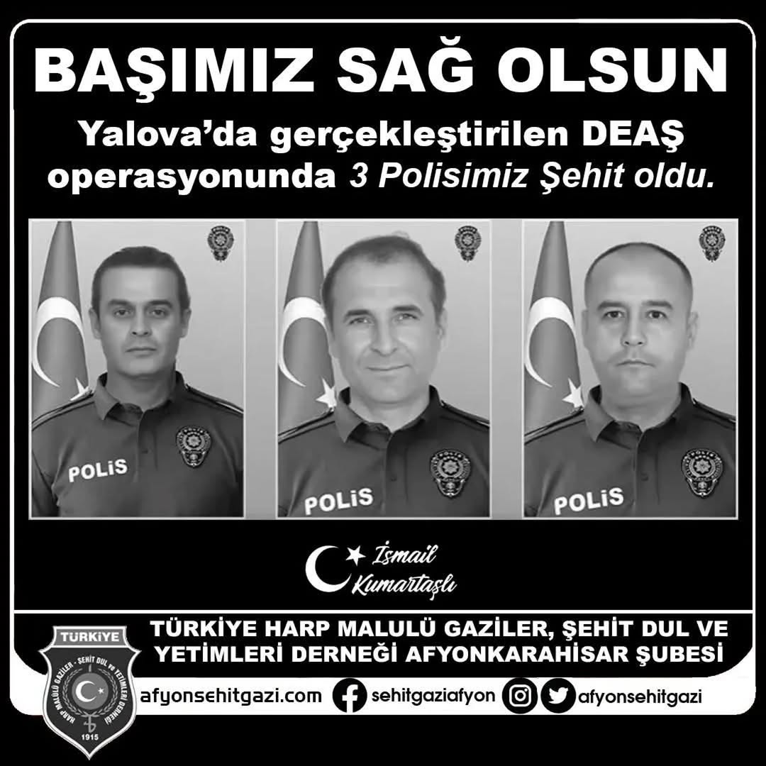 Yalova'da Şehit Düşen Polislere Rahmet, Yaralılara Acil Şifalar Diliyoruz