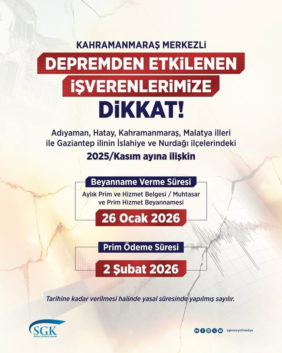 Kahramanmaraş Merkezli Depremden Etkilenen İşverenlere Duyuru!