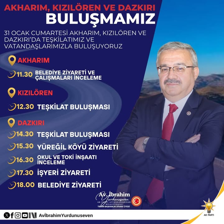 Afyonkarahisar Milletvekili Akharım, Kızılören ve Dazkırı Ziyaretlerini Duyurdu