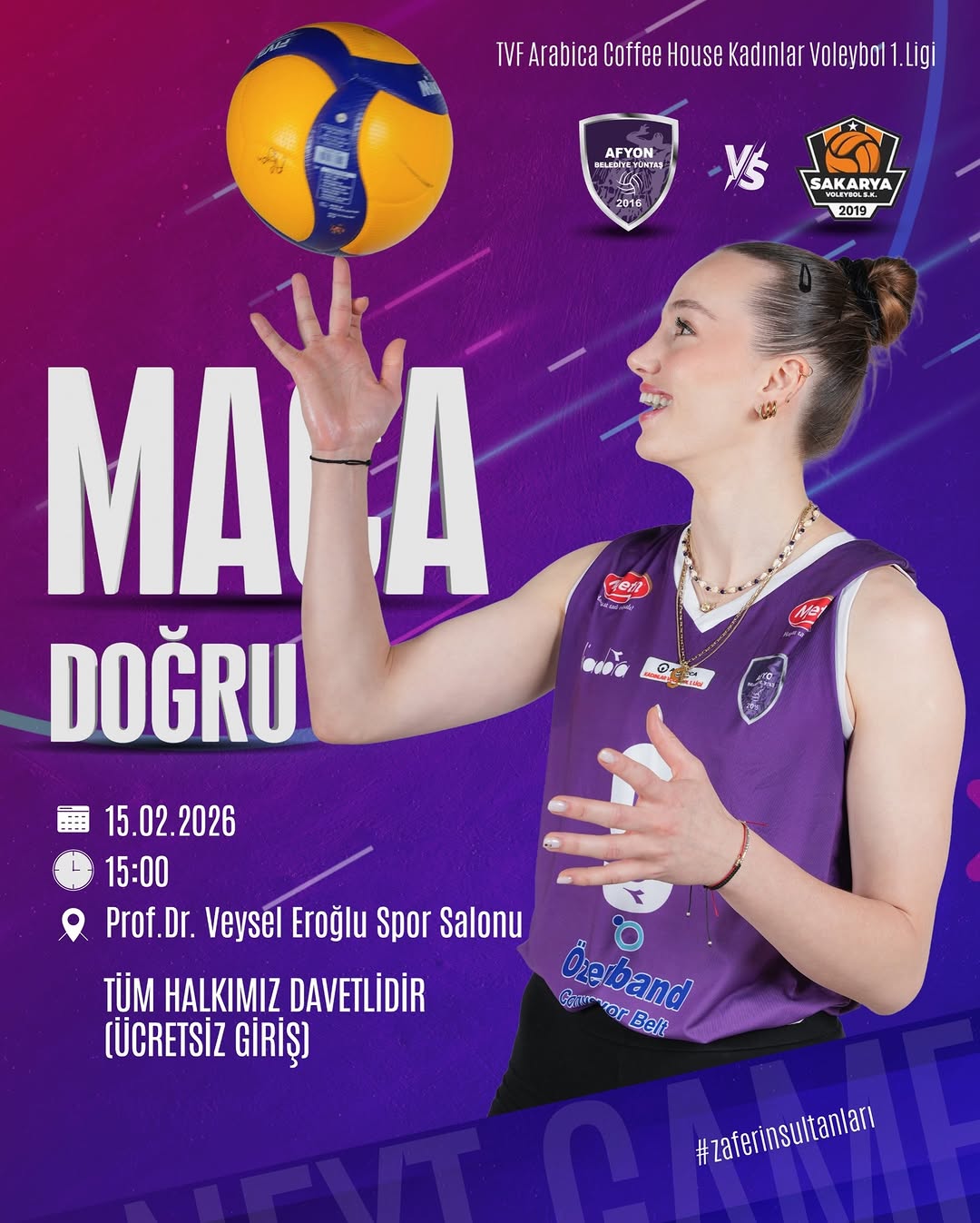 Afyon Belediye Yüntaş Voleybol Takımı Sakarya ile Karşılaşacak