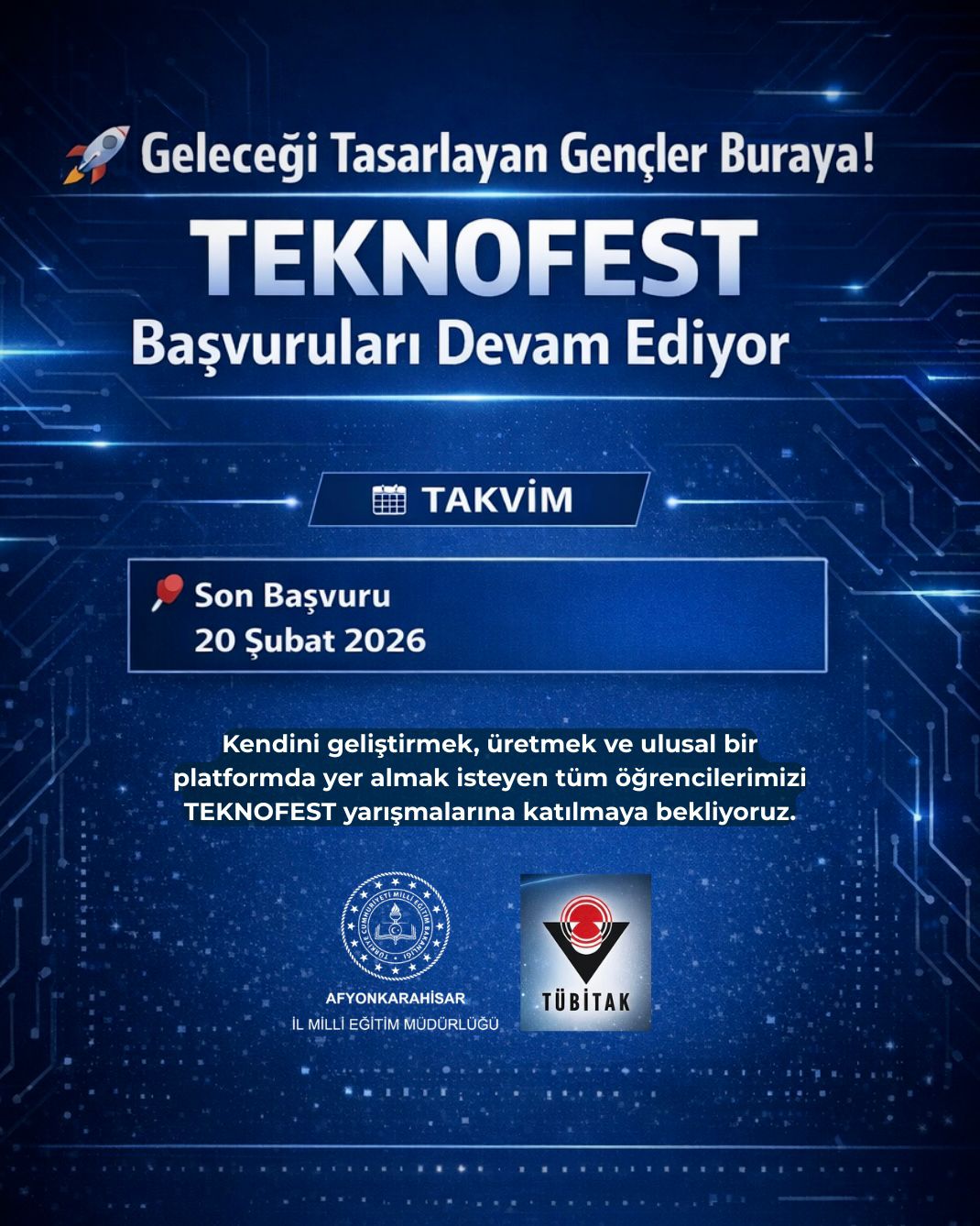 Afyonkarahisar İl Milli Eğitim Müdürlüğü'nden TEKNOFEST Katılım Daveti
