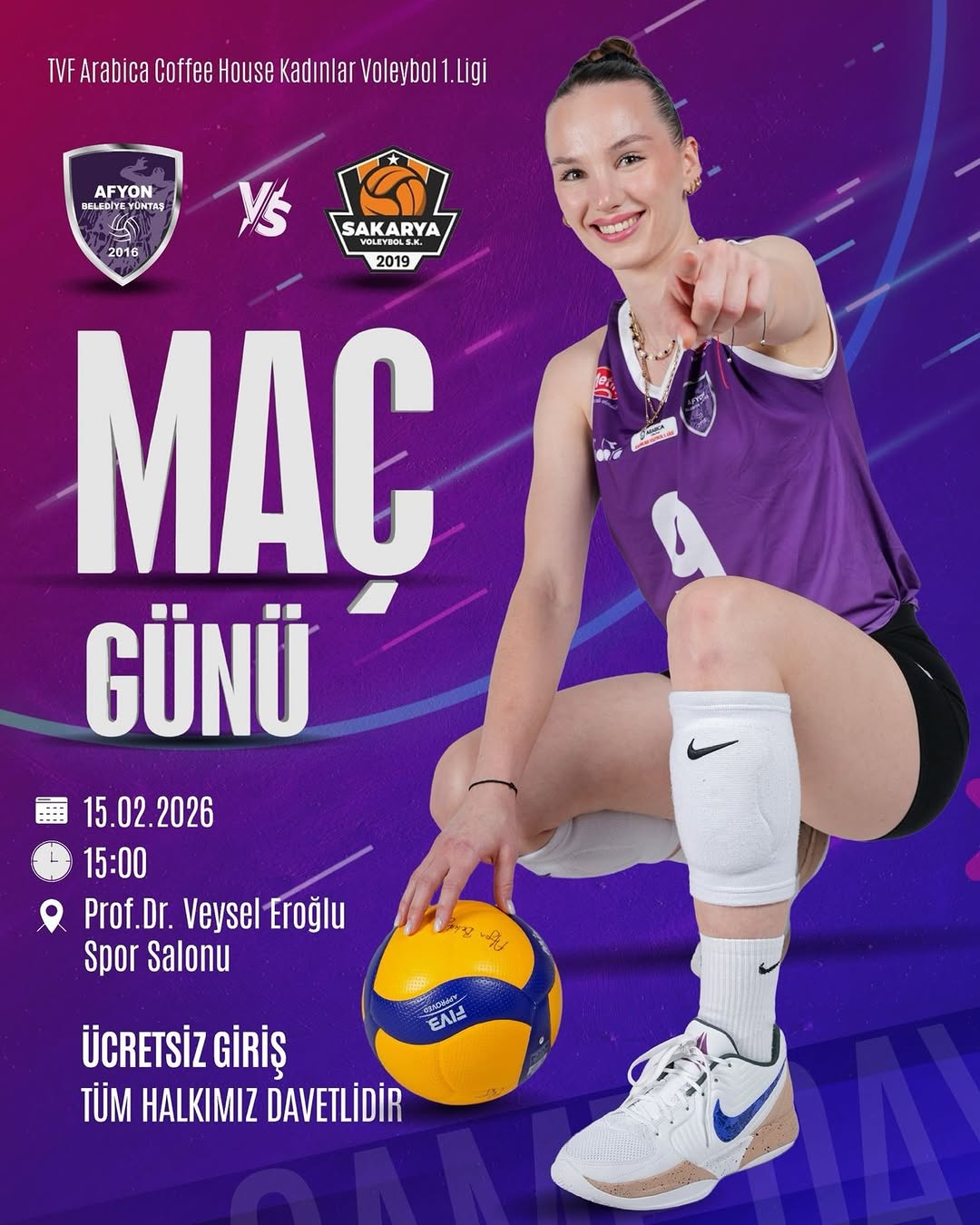 Afyon Belediye Yüntaş Kadın Voleybol Takımı Sakarya Voleybol ile Karşılaşacak