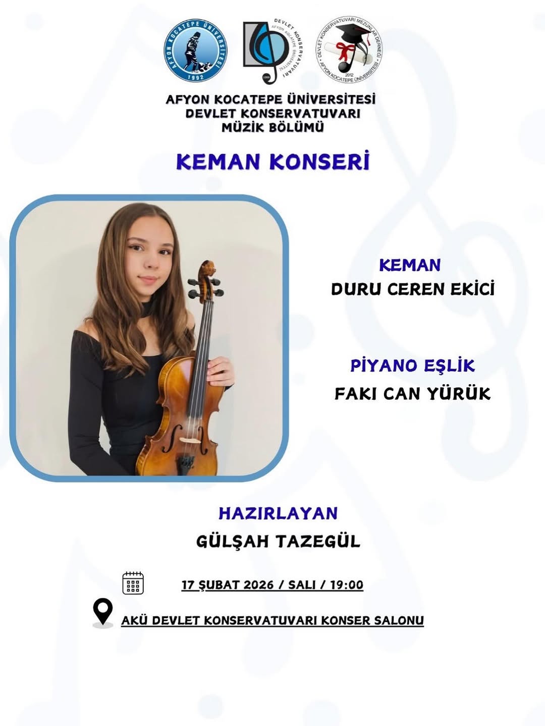 Afyon Kocatepe Üniversitesi'nde Bugün Keman Konseri Düzenleniyor