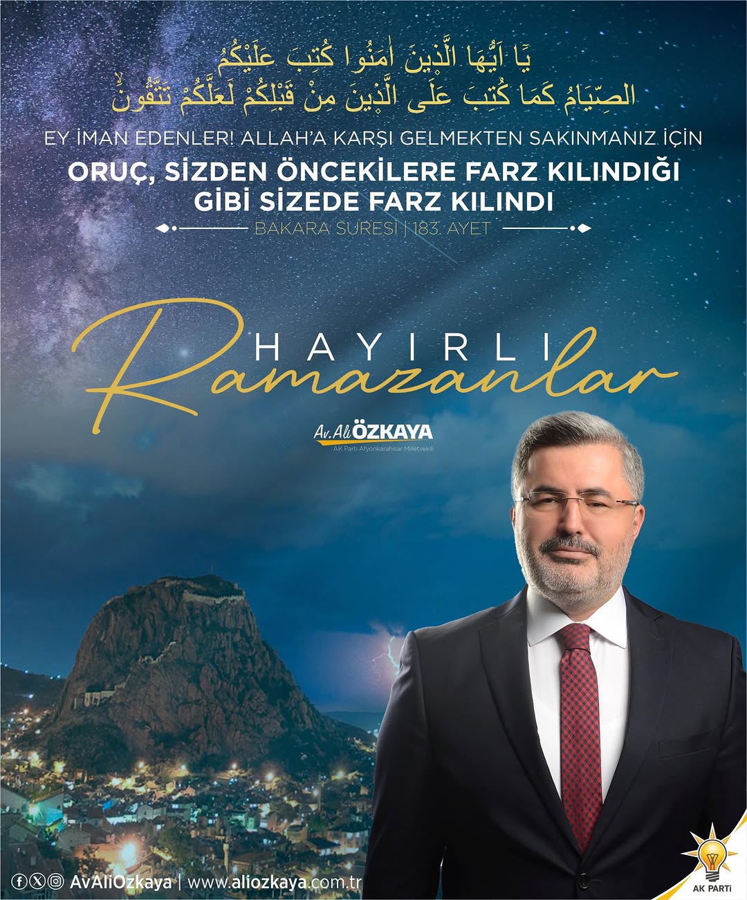 Afyonkarahisar AK Parti Milletvekili Avukat Ali Özkaya'nın Ramazan-ı Şerif Mesajı